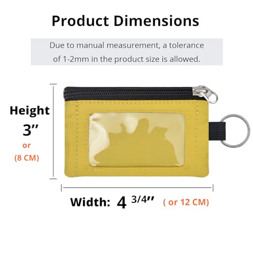 RFID Blocking Travel Wallet with Adjustable Lanyard, Small Nylon Zipper Pouch and Badge Holder for ID, Credit Cards, Cash, Keys, Commuters (Dark Yellow) - color: Dark Yellow