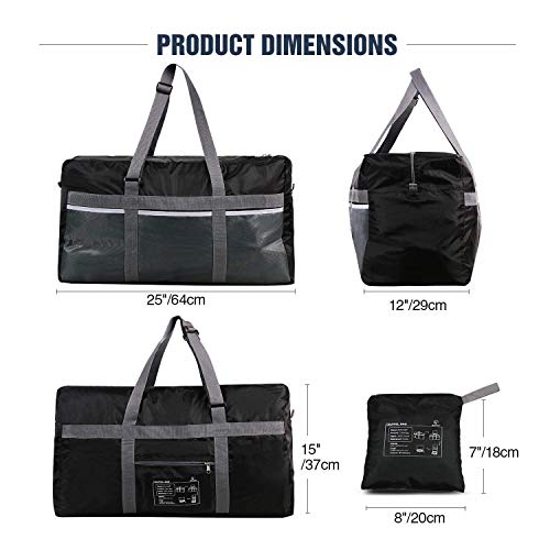 REDCAMP Foldable Travel Bag, Large Sports Bag, 75L/96L/100L, Lightweight Waterproof Tote Bag - color: 75L/Black