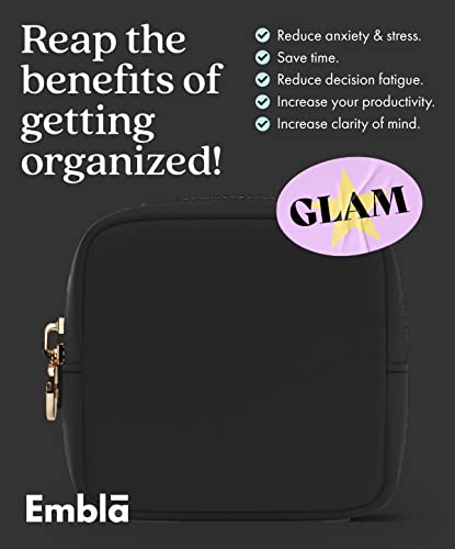 Embla Small Makeup Bag for Purse, Mini Waterproof Nylon Cosmetic Pouch, Durable and Lightweight Travel Toiletry Bag with Smooth Zipper, Black - color: Black, size: Mini
