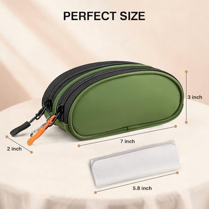 Marvolia Double Glasses Case Large Soft Eyeglass Case for Women Men Portable Zipper Sunglasses Pouch with Keychain Clip - color: Green