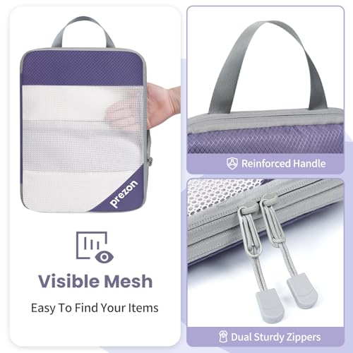 Compression Packing Cubes for Travel, Lightweight Vacation Travel Essentials, Travel Accessories for Suitcase Organizer Bags Set, Durable Luggage Organizer - color: Indigo, size: 6 set-Half Mesh