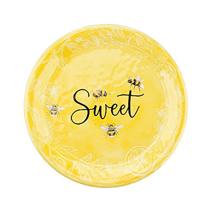UPware 12 Piece Sweet Bees Melamine Dinnerware Sets, Outdoor Dishes Set, Plates and Bowls Sets, Service for 4, Yellow - color: Sweet Bees