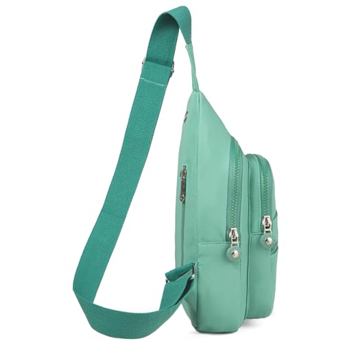 Banelu Small Sling Backpack Crossbody Bags for Women Men, Small Sling Bag Cross Body Bag Fanny Packs Crossbody Purses - Green - color: E Cyan