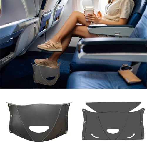 Travel Foot Rest for Airplane,Airplane Foot Rest,Portable Folding Under Desk Foot Stool,Relieves Back & Knee Pain,Comfortable for Long Flights,Cars,Trains,Ultralight Mini (Dark Black) - color: Dark Black