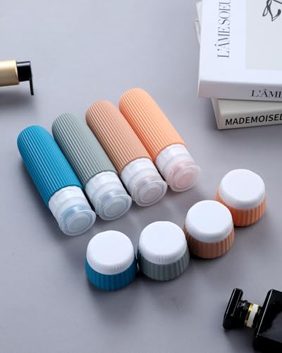 Mrsdry Travel Bottles 8 Pack, TSA Approved 3 oz Toiletries Containers, Leak Proof Silicone Squeezable Essentials Jars with Clear Bag - color: Ocean Sunset, size: Bottle 3oz Jars 1oz