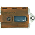Trayvax Element Wallet, RFID Front Pocket Credit Card Holder with Money Clip, Minimalist Slim Leather Metal Wallet for Men and Women - color: Raw | Tobacco Brown
