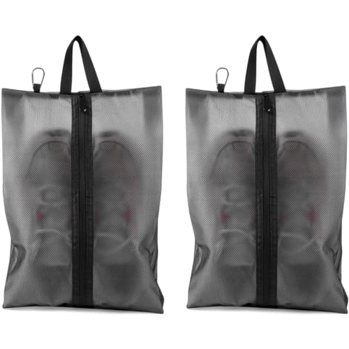 2 Pack Shoe Bags for Travel, Sneaker Bags, Waterproof Travel Shoe Bags with Zipper for Packing, Golf Shoe Dust Bags for Man and Women, Large, Black - color: Black, size: Large