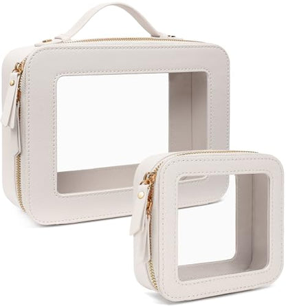 LETGO Sunscreen Bag Clear Makeup Set Toiletry Pouch Beach Vacation Essentials for Women Teen Girls Trip Gifts Summer Pool Travel Must Have Accessories for Women Girls(Mini+Large White) - color: White, style: Mini&large