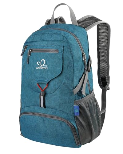 WATERFLY Small Lightweight Packable Backpack: 20l Ultra Light Foldable Travel Hiking Camping Daypack Day Pack for Man Woman - color: A-teal Blue