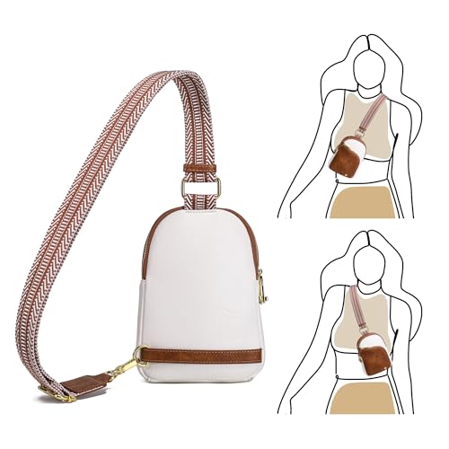 INICAT RFID Blocking Sling Bag, Anti Theft Crossbody Bag for Women Compact Travel Purses Leather - color: Beige Brown