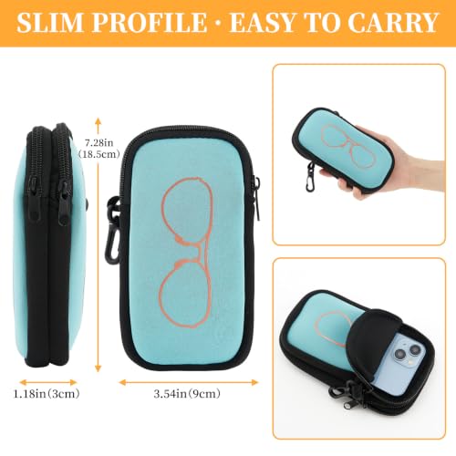 WOZEAH Double Eyeglass Case with 2 Compartments, Travel Eyewear Organizer for Two Pairs of Glasses - color: Blue