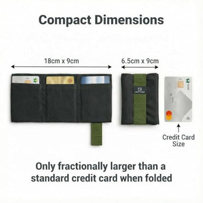 LIGHT FOLD Ultra Slim Tri-Fold Wallet with RFID Blocking, Lightweight Minimalist Men’s Wallet with Elastic Band, Waterproof Durable Nylon Fabric, Slim Front Pocket Card Holder Fits 12 Cards & Cash - color: Army Green