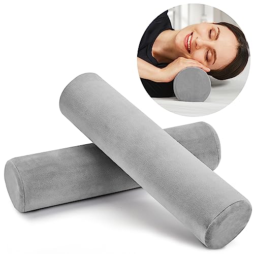 AllSett Health 2 Pack Neck Roll Cervical Pillow for Neck Pain Relief - Memory Foam Neck Pillow for Bed | Round Neck Pillows for Sleeping | Bolster Pillow for Bed, Legs and Back - style: 17x4 Inch, Firm, 2 Pack