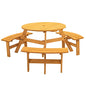 6 Person Circular Outdoor Wooden Picnic Table Sets for Patio Backyard Garden DIY w/3 Built-in Benches 1720lb Capacity, Natural - color: Natural-6-round