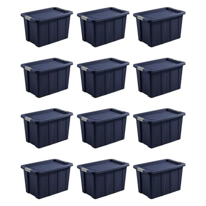 Sterilite 12-Pack Storage Bins with Lids, Heavy Duty Totes, Tuff1, 30 Gallon, Dark Indigo - color: Dark Indigo, size: 30 Gallon (12 Pack)
