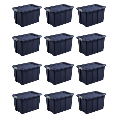 Sterilite 12-Pack Storage Bins with Lids, Heavy Duty Totes, Tuff1, 30 Gallon, Dark Indigo - color: Dark Indigo, size: 30 Gallon (12 Pack)