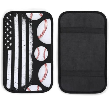 Auto Center Console Armrest Cover Baseball American Flag, Universal Soft Comfort Handrail Box Cushion for Car, Suitable for Most Vehicles - color: Picture (62)