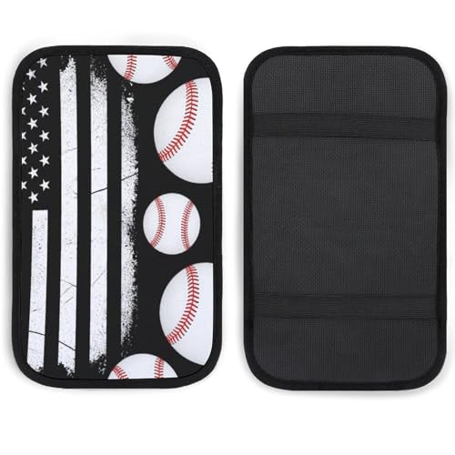 Auto Center Console Armrest Cover Baseball American Flag, Universal Soft Comfort Handrail Box Cushion for Car, Suitable for Most Vehicles - color: Picture (62)