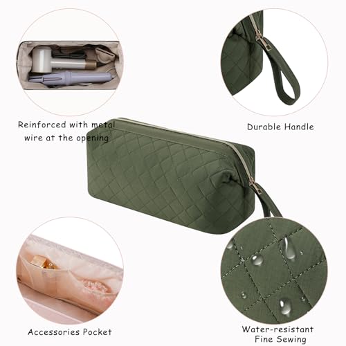 RSRSLEII Large Quilted Hair Tools Travel Bag,Waterproof Hair Styling Accessories Storage Case for Flat Irons,Straightener,Curling Iron,Hair Dryer,Dyson Airwrap Travle Bag (11 Dark Green) - color: 11 Dark Green