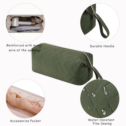 RSRSLEII Large Quilted Hair Tools Travel Bag,Waterproof Hair Styling Accessories Storage Case for Flat Irons,Straightener,Curling Iron,Hair Dryer,Dyson Airwrap Travle Bag (11 Dark Green) - color: 11 Dark Green