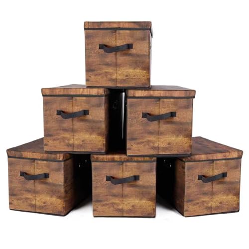 EWES Fabric Storage Cubes, 6 Pack Foldable Storage Bins with Handle, Storage Baskets Box for Shelves, Closet, Organizer - color: 6 Pack