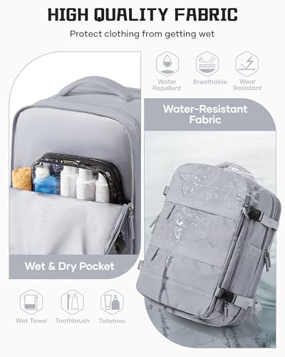 wepadre Vacuum Backpack Travel with Pump Travel Backpack with Vacuum System Expandable Vacpack Compression Backpacks for Travel Easy Vac Pack Carry on Luggage Grey - color: Grey