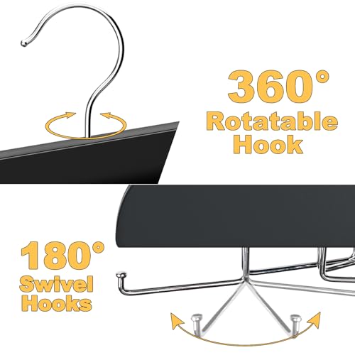 Resovo Tank Top Hanger with Premium Wood, 24 Large Capacity, Space Saving,360 Degree Rotating, Foldable Metal Hooks, Tank Tops - color: Black
