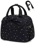 Bluboon Lunch Box for Women, Large Insulated Lunch Bag with Shoulder Strap, Adult Lunch Tote Teacher Nurse, Bow Lunch Cooler Gifts for Work Picnic Travel, Black (Black White Dots) - color: Black White Dots