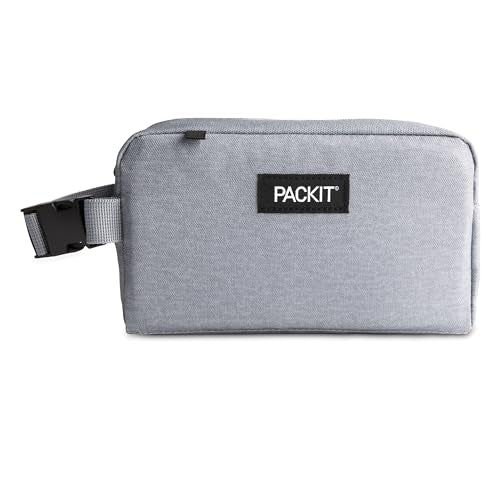 PackIt Freezable Snack Box, Gray Fog, Built with EcoFreeze Technology, Collapsible, Reusable, Zip Closure with Buckle Handle, Designed For Work Snacks, Fresh Snacks On the Go, Adults, and All Ages - color: Gray Fog, size: Medium