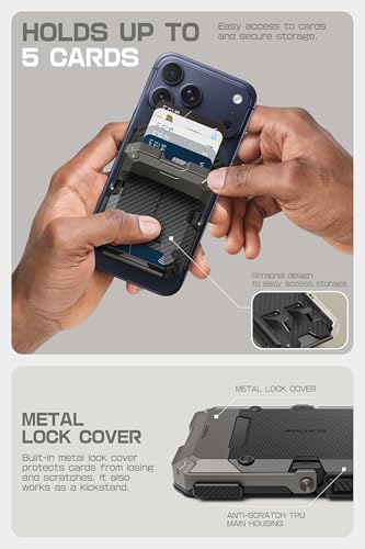 SUPCASE for MagSafe Wallet with Stand, Magnetic Wallet for Men, [Hold 5 Cards] [Adjustable Stand] [RFID Blocking] Phone Stand Credit Card Holder Tripod for iPhone 17/16/15/14/13/12 Series, Carbon - color: Carbon