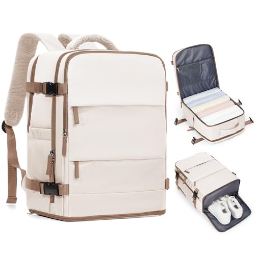 Travel Backpack Carry on Flight Approved Mochila De Viaje Personal Item Backpack for Airlines Frontier Airlines Personal Item Bag Large Backpack for Travel Backpacks for Men Women Beige with Brown - color: A-beige With Brown, size: Small