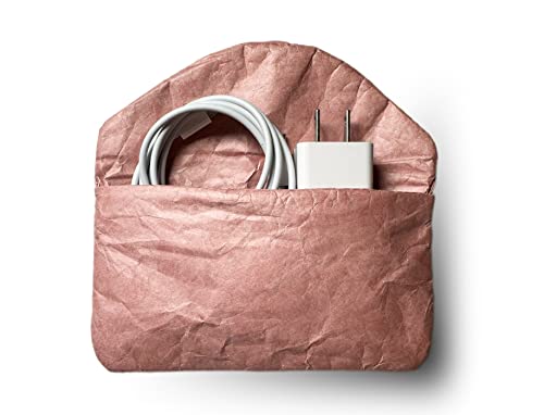 Vintage/Retro Style Fiber Paper Electronic Organizer Case, Pouch Small Portable Accessories Bag - color: Pink