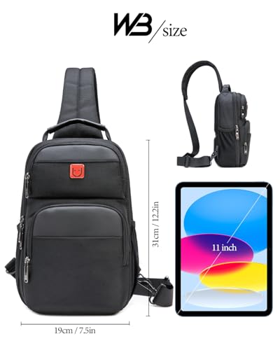 Crossbody Bag Men - Small Travel Sling Bag, Backpack Shoulder Bag | Water-Resistant Hiking Daypack, Adjustable Straps Chest Backpack