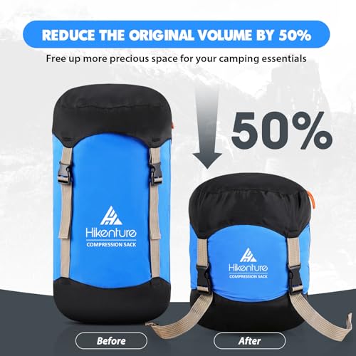 Hikenture Compression Sack for Sleeping Bag, Upgrade Anti-Tear Nylon Sleeping Bag Stuff Sack, 10L/14L/20L/30L Water-Resistant Compression Bag, Storage Bag - color: Blue, size: 30L