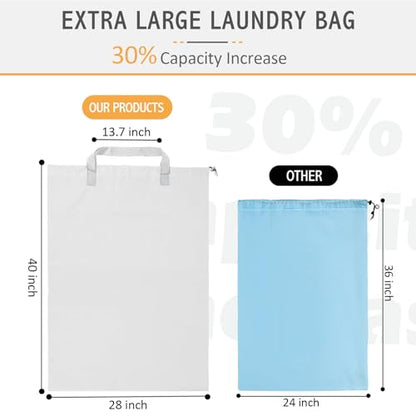 Isink Extra Large Heavy Duty Laundry Bag - 28" x 40", Travel Laundry Bag for Dirty Clothes, Camping (White) - color: Extra Large Laundry Bag With Handles (White)