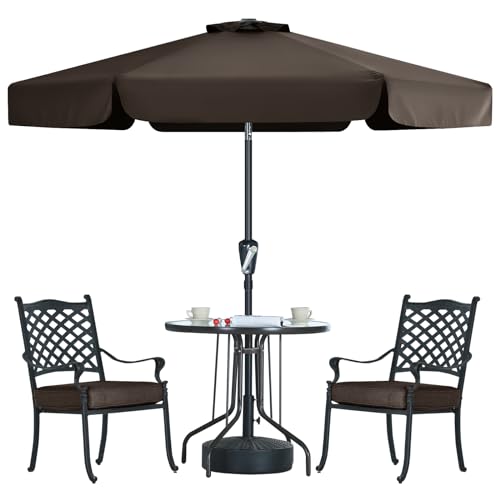 MASTERCANOPY 7.5ft Patio Umbrella with Valance, Crank and Tilt – 6 Ribs Outdoor Market Umbrella, UV/Fade Resistant, Waterproof Canopy with Wind Vent for Garden, Deck, Backyard, Pool (Brown) - color: Brown, size: 7.5FT