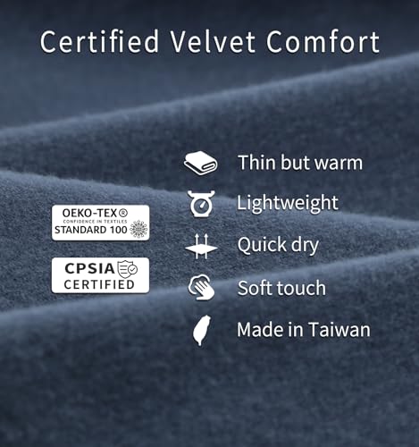 Litume Travel Blanket Lightweight and Breathable, 67 x 48 in Soft Airplane Flight Blanket for Travelers, Foldable Camping Sheet with Stuff Sack for Train, Camp, backpacking, office, home (Velvet E650) - color: Dark Blue Grey