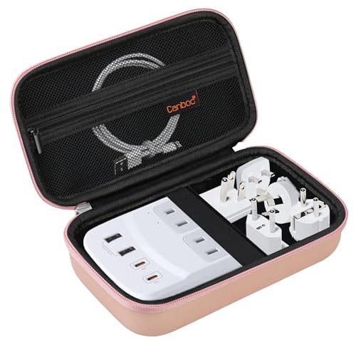 Canboc Travel Carrying Case for Ceptics Universal Travel Adapter Kit, World Travel Adapter Kit Storage Organizer, Zipper Mesh Bag fit USB Cable, Rose Gold (Case Only) - color: Rose Gold