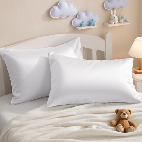 NTBAY Egyptian Cotton Toddler Pillowcases - Set of 2 - Travel Pillow Cases - 500 Thread Count Cotton 13x18 Pillow Covers - Envelope Closure Nursery Pillowcases, 13x18 Inches, White - color: White