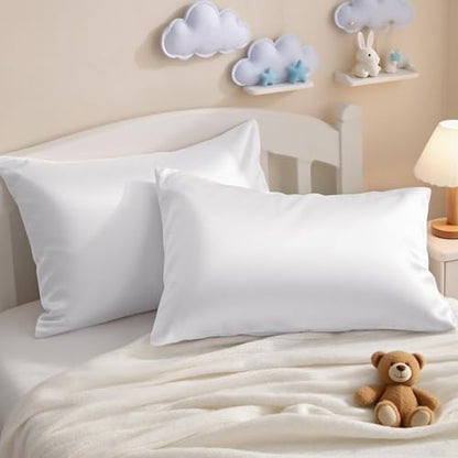 NTBAY Egyptian Cotton Toddler Pillowcases - Set of 2 - Travel Pillow Cases - 500 Thread Count Cotton 13x18 Pillow Covers - Envelope Closure Nursery Pillowcases, 13x18 Inches, White - color: White