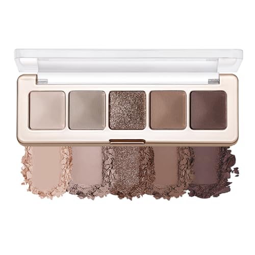 Neutral Nude Brown Eyeshadow Palette – Beige, Cool Taupe, Bronze Gold Shimmer, Cocoa Brown & Deep Espresso Matte, High Pigment Blendable Long-Lasting Eye Shadow for Daily Soft Glam & Mature Eyes - color: C01