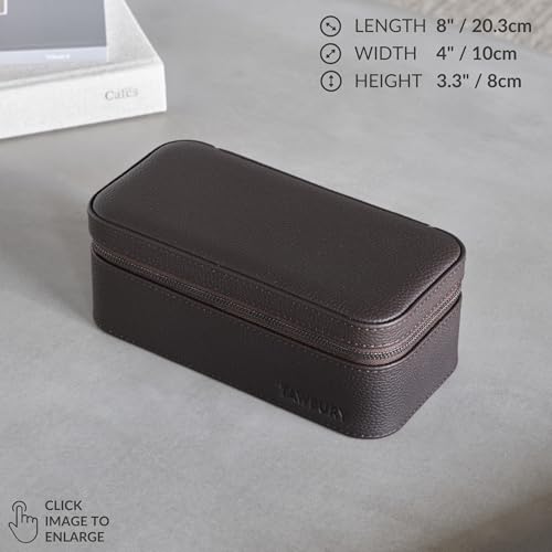 Genuine Leather 2 Watch Travel Case (Brown) - color: Brown, size: 2 Watch Case