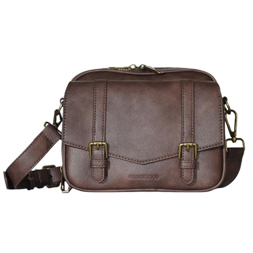 Women‘s Anti Theft RFID Blocking Small Vegan Leather Crossbody Bag Travel Purse With Built In Wallet Messenger Bag - color: Dark Brown