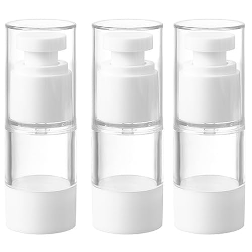 Qeuly 3 Pack Airless Pump Bottles 0.5 oz Travel Size Pump Bottle Lotion Container Refillable Cosmetic Pump Dispensers for Foundation Moisturizer Shampoo Toiletry (SN-15) - color: Sn-15