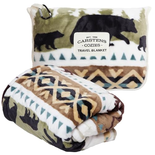 Carstens, Inc. Travel Blanket, Premium Compact 2-in-1 Airplane Blanket/Pillow, Hidden Lake - color: Hidden Lake