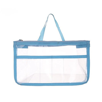 Portable Clear Handbag Purse Organizers Cosmetic Bag Travel Makeup Toiletry Storage Bag Tote Wash Bag Backpack Insert Divider Bag with Handle Zipper