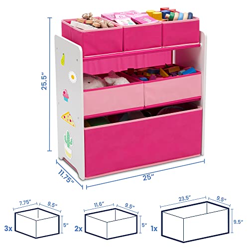 Delta Children Design and Store 6 Bin Toy Organizer, White/Pink - color: White/Pink