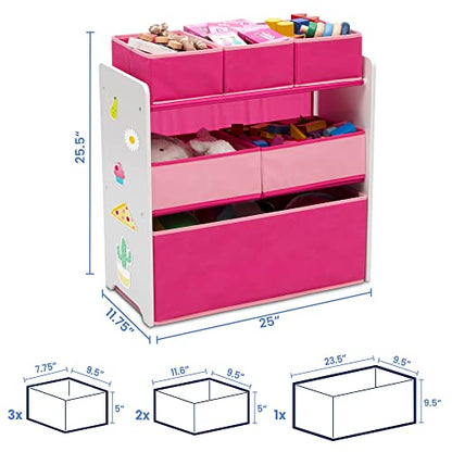 Delta Children Design and Store 6 Bin Toy Organizer, White/Pink - color: White/Pink