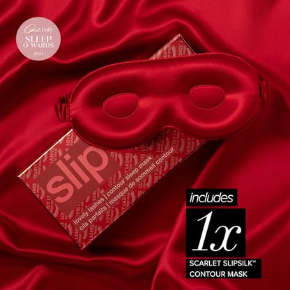 slip Pure Silk Contour Sleep Mask: Protect Your Delicate Lashes with Our Innovative, Lash-Friendly Design. Experience Uninterrupted Beauty Sleep with Slipsilk™ Comfort, 1 Contour Mask, Scarlet - color: Scarlet