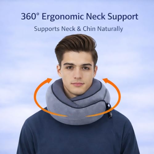 Travel Pillow with Eye Mask Earplugs Kit set, Memory Foam Neck Pillow with 360 Support, Stuffable Travel Pillow with Bag, Office Nap Kit, Luggage Saver Fillable Pillow, Best for Car, Flight, Train
